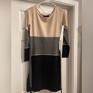 The Limited Size Small Cream, Grey and Black Sweater Dress